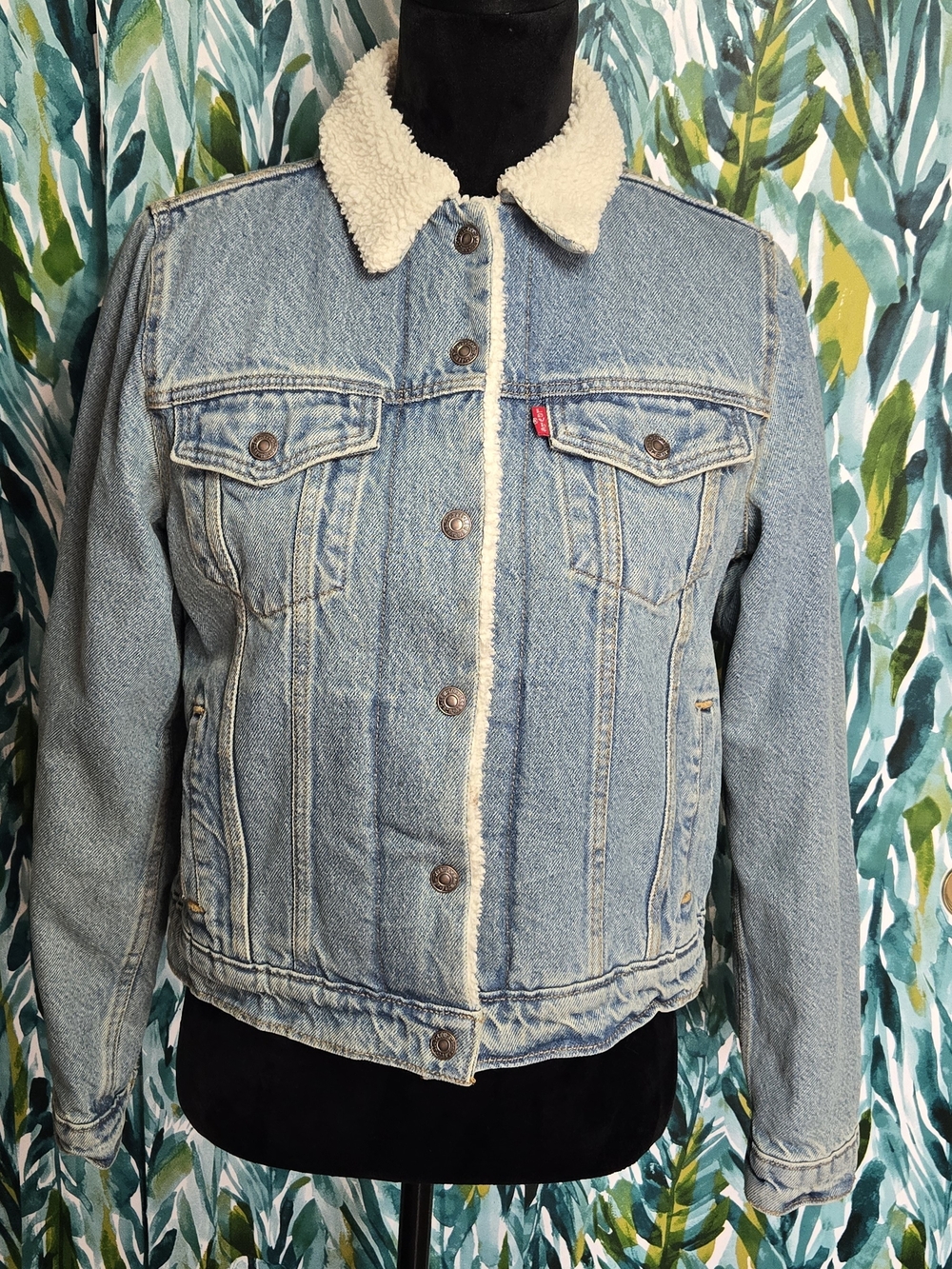 Levi's Original Sherpa Lined Denim Trucker Jean Jacket Medium Wash